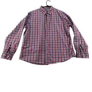 Hawker Rye Men’s Button-Down Shirt XL Blue Red White Regular Fit Cotton